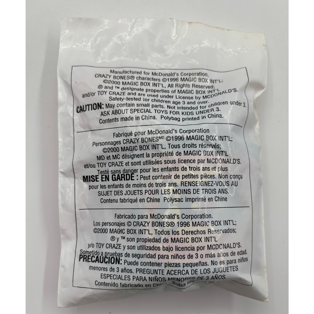 2000 Monster Crazy Bones McDonald's Happy Meal #12 SMILEY AND LUCKY Sealed - Picture 2 of 3